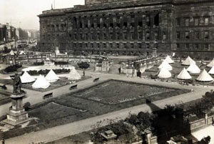 Military tents occupying the gardens during the Liverpool Police Strike 12th August 1919